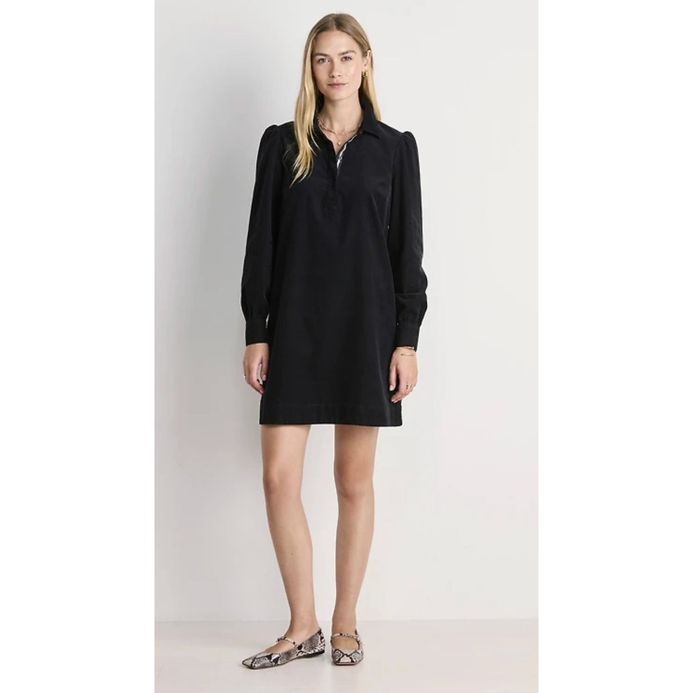 Vineyard Vines | Pippa Corduroy Popover Mini Dress in Black | Sz XL